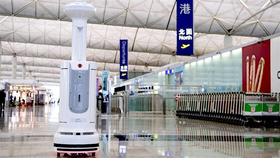 Robots à l'aéroprot d'Hong Kong